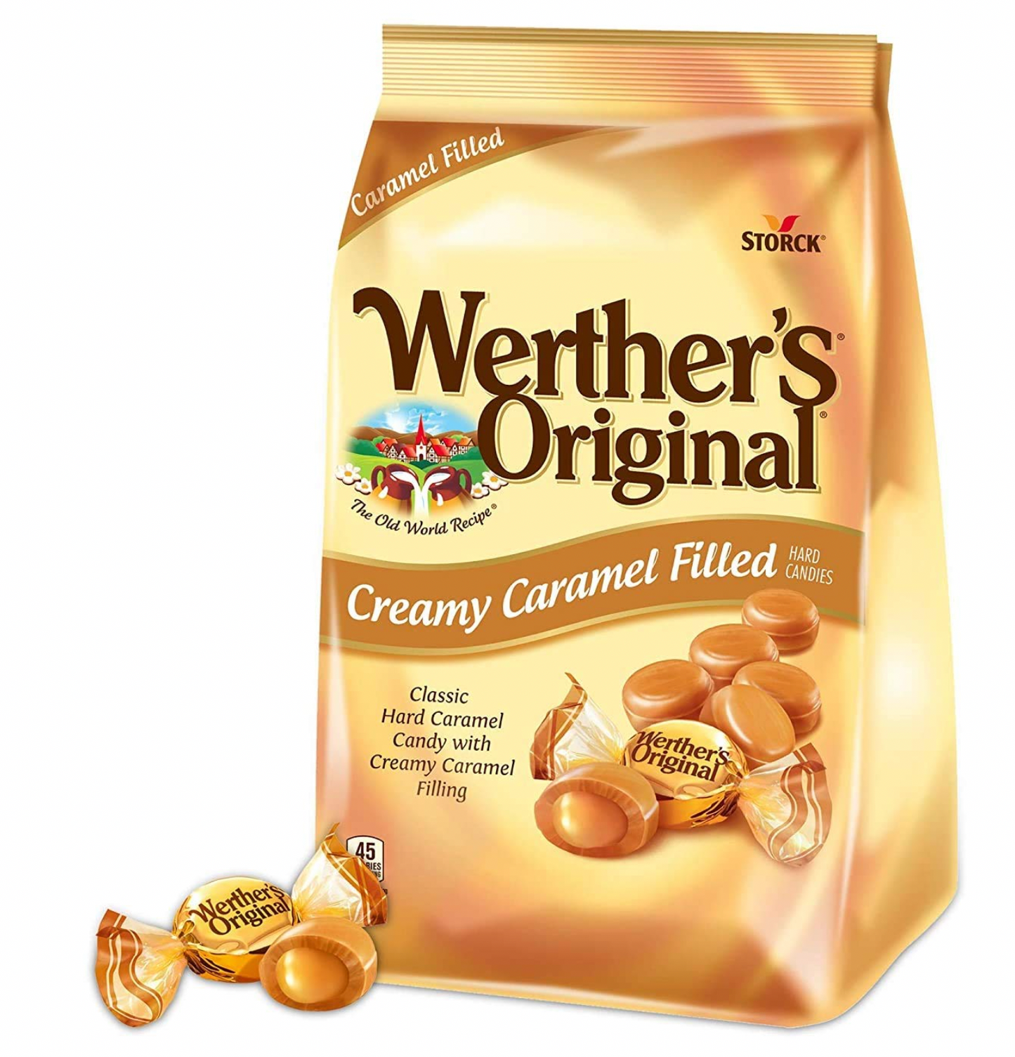 Werthers Original Creamy Caramel Filled Hard Bulk Candy 27oz (2pk) Individually Wrapped w/CC Sweets & Snacks Bag Clip