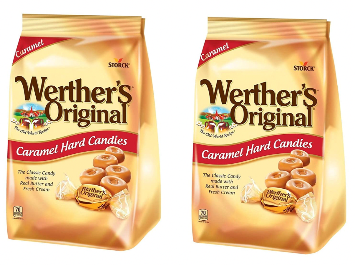 Werthers Original Hard Caramel Candy 30oz (2pk) Individually Wrapped w/CC Sweets & Snacks Bag Clip