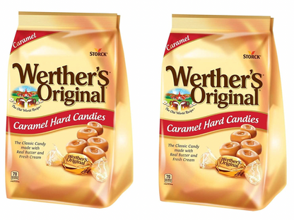 Werthers Original Hard Caramel Candy 30oz (2pk) Individually Wrapped w/CC Sweets & Snacks Bag Clip